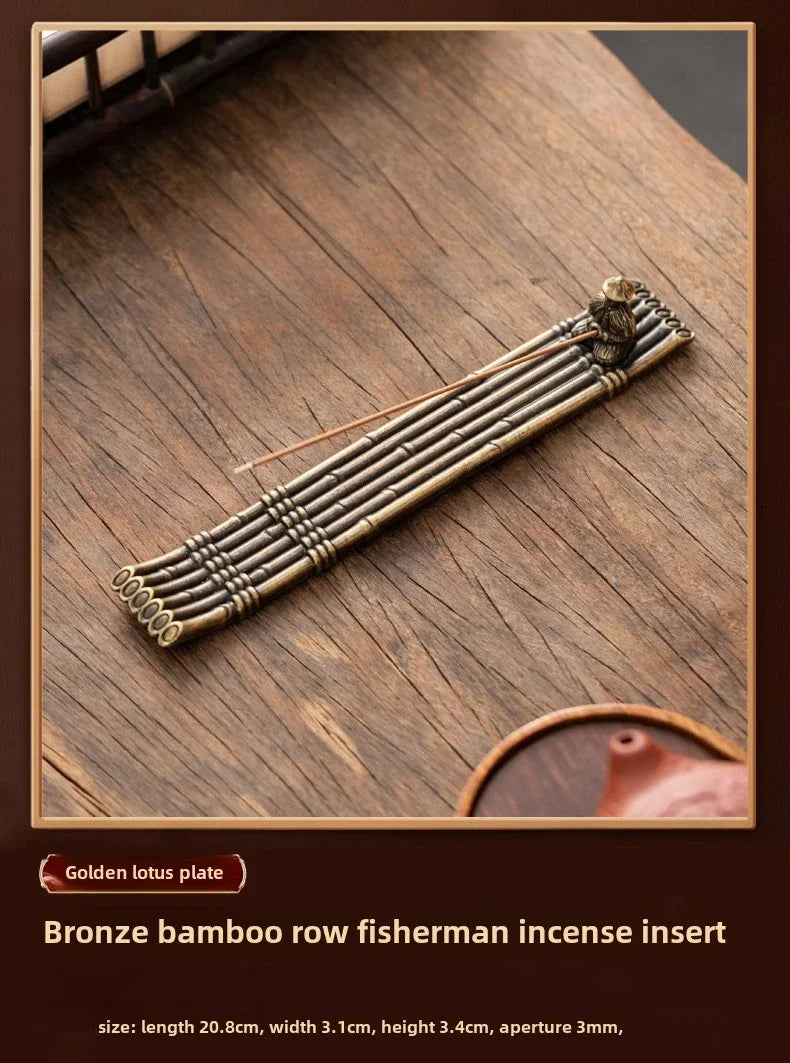 Japanese Style Boat Incense Holder with Fishing Man